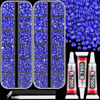 Picture of 12100Pcs Resin Rhinestones for Crafting with 3Pcs 10ml B7000 Jewelry Glue, 2 Boxes Flatback Crystals Diomand (Royal Blue) for Bedazzling Crafts DIY Nail Art Makeup，Non Hotfix Gems for Clothing Shoes