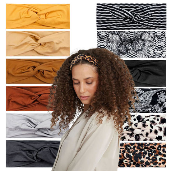 Picture of Lotus78, Pack of 12 Wide Headbands for Women Non Slip, Fashionable Sports Hair Bands for Women's Hair, Soft Elastic Stretchy Head bands, Yoga Workout Headbands for Women Daily Fashion(Multicolor icon)