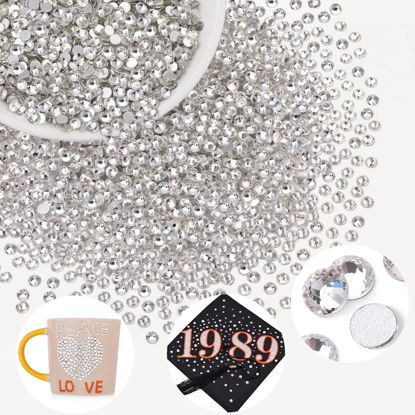 Picture of 3000PCS SS8/2.5mm Crystal Rhinestones (Clear), Bedazzling Flatback Glass Rhinestones for Crafting DIY Nail Art Makeup Decoration, Gems Diomand Charms for Tumbler Shoes Clothing Mug