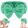 Picture of Shintop Face Wash Headband, Soft Makeup Headband with Cute Bow Elastic Spa Headwear for Skincare Facial Mask Showers (Pea Green)
