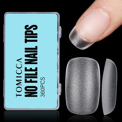 Picture of TOMICCA Short Oval Nail Tips, Soft Gel Nail Tips, No File Full Cover Press On Nails, Double Sided Matte Nail Tips, 360Pcs 15 Sizes Professional Nail Salon Manicure at Home for Girls and Women
