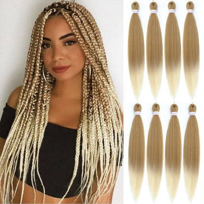 Picture of Alrence Pre Stretched Braiding Hair Long Braid 30 Inch 8 Packs Professional Braiding Hair Extensions Synthetic Crochet Twist Braids (30 Inch, 27/613)