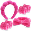 Picture of VELSCRUN 6 Pack Makeup and Skincare Headbands - Rose Pink Sponge Hair Bands, Bow Tie Wristbands for Face Washing, Women's Hair Accessories