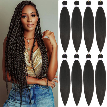 Picture of Alrence Pre Stretched Braiding Hair Long Braid 26 Inch 8 Packs Professional Braiding Hair Extensions Synthetic Crochet Twist Braids (26 Inch, 4#)