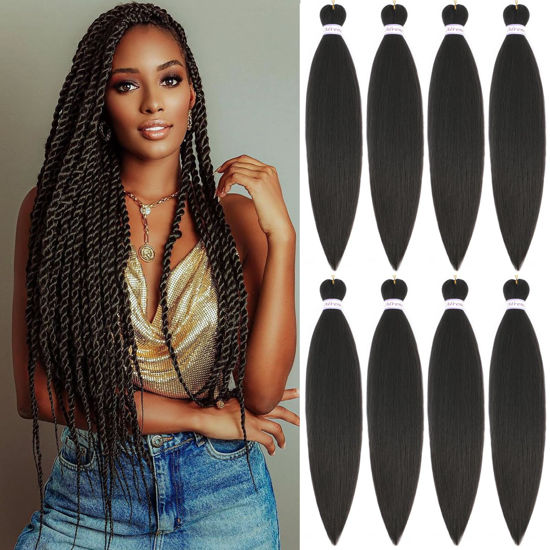 Picture of Alrence Pre Stretched Braiding Hair Long Braid 26 Inch 8 Packs Professional Braiding Hair Extensions Synthetic Crochet Twist Braids (26 Inch, 4#)