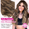 Picture of REECHO Clip in Hair Extensions, 20” One Piece Hair Extension Clip in Wefts Long Thick Beach Wavy Natural Soft Synthetic Hairpieces for Women, Chocolate Brown with Blonde Highlights