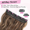 Picture of REECHO Clip in Hair Extensions, 20” One Piece Hair Extension Clip in Wefts Long Thick Beach Wavy Natural Soft Synthetic Hairpieces for Women, Chocolate Brown with Blonde Highlights