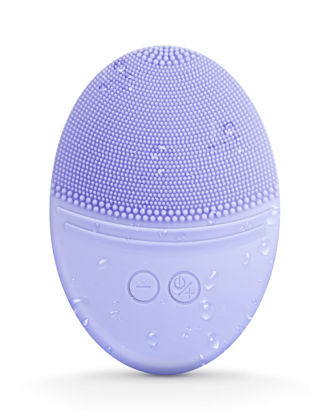 Picture of EZBASICS Facial Cleansing Brush Made with Ultra Hygienic Soft Silicone, Waterproof Sonic Vibrating Face Brush for Deep Cleansing, Gentle Massaging, Inductive Charging (Violet)1 Pack+5 Speed Settings