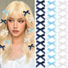 Picture of SAWINDA 30PCS Navy Blue Mini Hair Bows Small Blue Bows for Hair Silky Satin Bows for Women Cute Hair Ribbon Bowknot Barrettes Sweet Alligator Hair Bow Clips Accessories for Teens and Girls