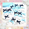 Picture of SAWINDA 30PCS Navy Blue Mini Hair Bows Small Blue Bows for Hair Silky Satin Bows for Women Cute Hair Ribbon Bowknot Barrettes Sweet Alligator Hair Bow Clips Accessories for Teens and Girls