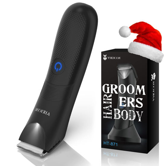 Picture of VIKICON Manscape Trimmer for Men - IPX7 Waterproof Ball Trimmer w/Light & Ceramic Blade, Body Groomer for Pubic/Body/Groin Grooming, Electric Razor Shavers, USB-C Charging, No Nicks, Gifts for Him Dad