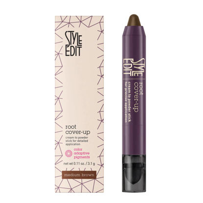 Picture of Style Edit Root Touch Up Stick - Medium Brown Hair Concealer, Temporary Gray Coverage, Premium Hair Shading Sponge Pen, 0.11 oz
