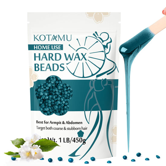 Picture of KOTAMU Hard Wax Beads for Hair Removal, 1lb Jasmine Wax Beads for Sensitive Skin Armpit Abdomen Face Leg Full Body Waxing, Wax Beans for Women Men at Home Wax Refill (Coarse & Stubborn Hair Formula)