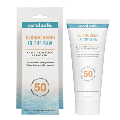 Picture of Reef Safe Sunscreen Travel Lotion SPF 50 - Mexico & Hawaii 104 Reef Act Compliant, Biodegradable, Zinc, Vitamin E, Oxybenzone & Octinoxate Free, Water Resistant, Natural Ingredients, by Coral Safe