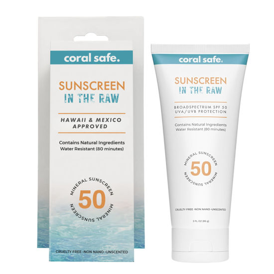 Picture of Reef Safe Sunscreen Travel Lotion SPF 50 - Mexico & Hawaii 104 Reef Act Compliant, Biodegradable, Zinc, Vitamin E, Oxybenzone & Octinoxate Free, Water Resistant, Natural Ingredients, by Coral Safe