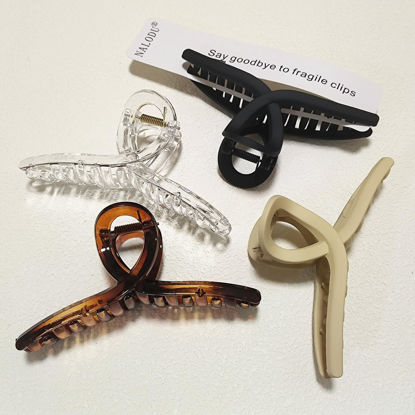 Picture of Nalodu 5 Inch Hair Claw Clips Extra Large No Slip Big Matte Jaw Butterfly XL Clip for Thick Curly Long Hair Women, 4 Pack