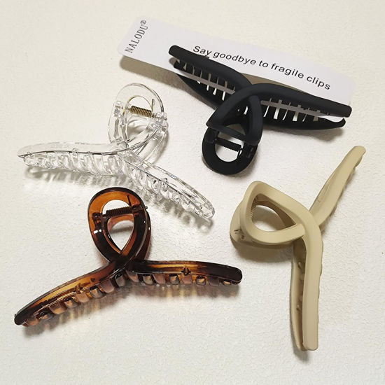 Picture of Nalodu 5 Inch Hair Claw Clips Extra Large No Slip Big Matte Jaw Butterfly XL Clip for Thick Curly Long Hair Women, 4 Pack