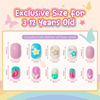 Picture of Modelones Press on Nails for Kids 144Pcs 6 Pack Children Acrylic Christmas Fake Nails Pre-glue Full Cover Glitter Gradient Color Starts Unicorn Butterfly Short False Nail Art Kits Sets Gifts