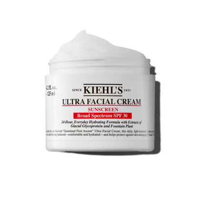 Picture of Kiehl's Ultra Facial Cream with SPF 30, Lightweight Daily Moisturizer for All Skin Types, 24-hour Hydration, UV Sunscreen Protection, Non-greasy, Absorbs Quickly, with Glacial Glycoprotein - 4.2 fl oz