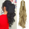 Picture of OMGREAT Claw Ponytail Hair Extension One Piece Cute Clip in on Ponytail Claw Synthetic Straight Curly Hairpieces 18" Curly Ash Blonde