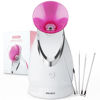 Picture of EZBASICS Facial Steamer Ionic Face Steamer for Home Facial, Warm Mist Humidifier Atomizer for Face Sauna Spa Sinuses Moisturizing, Unclogs Pores, 1 Pack + 5 Stainless Steel Skin Kit Pink