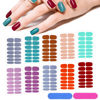 Picture of 140 Pcs 10 Sheets Solid Color Full Wrap Nail Stickers Nail Polish Strips Gradient Stickers Glitter Self Adhesive DIY Art Decals Strips with 2 Pcs Nail Files for Holiday Nail Decor (Pure Color Style)