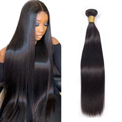 Picture of 10A Straight Hair 1 Bundles Brazilian Virgin Human Hair Bundles Straight 32 Inch 100% Unprocessed Virgin Hair 1 Bundles Straight Weave Hair Human Bundles