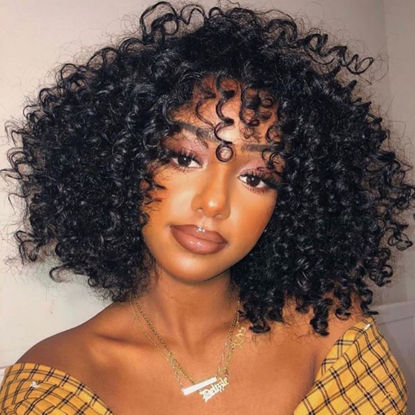 Picture of 7 Packs GoGo Curl Crochet Hair 6 Inch Short Curly Crochet Hair for Women Water Wave Beach Curl Deep Twist Crochet Braids Synthetic Braiding Hair Extensions (6 Inch, 1B)