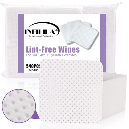 Picture of NXJ INFILILA Lint Free Nail Wipes, 540PCS Nail Supplies Nail Stuff Nail Polish Remover Wipes, Super Absorbent Dry Nail Prep Wipes Lash Extensions Glue Cleaning Wipes for Nail Art