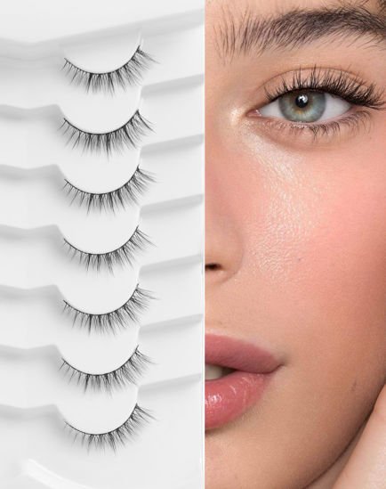 Picture of Natural Lashes Natural Eyelashes Short Eyelashes Natural Look False Eyelashes Wispy Eye Lashes 10mm Small Lashes Fake Lashes K50