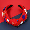 Picture of CEALXHENY 4th of July Headbands Accessories for Women American Flag Star USA Headbands Rhinestone Red White and Blue Patriotic Knotted Headbands Fourth of July Hair Accessories Outfits (Star A-Red)
