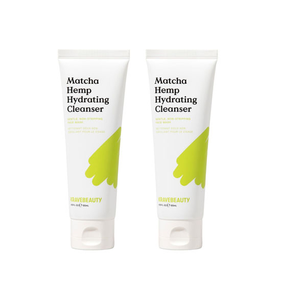 Picture of KraveBeauty Matcha Hemp Hydrating Cleanser Duo, Non Stripping Daily Face Wash, Supports Skin Barrier Enriched With Hemp Seed Oil, Suitable For Dry, Sensitive Skin, Vegan & Cruelty Free, 4.05 fl oz x2