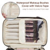 Picture of Wandering Nature Makeup Bag, Travel Make Up Organizer Cosmetic Brush Bags Case for Women in Vegan Leather, Black, Patent Pending