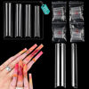 Picture of 200PCS 3 4 5 6 Size NO C Curve Clear Nail Tips for Acrylic Nails Professional, 3XL Long Flat Tapered Square Nail Tips, Half Cover Straight French Fake Nail Tips Nail Extension for Nail Salons Home DIY