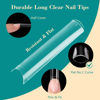 Picture of 200PCS 3 4 5 6 Size NO C Curve Clear Nail Tips for Acrylic Nails Professional, 3XL Long Flat Tapered Square Nail Tips, Half Cover Straight French Fake Nail Tips Nail Extension for Nail Salons Home DIY