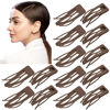 Picture of Chinco 24 Pieces Double Grip Hair Clips Metal Snap Hair Clips Women Hair Barrettes for Hair Making, Salon Supplies (Brown, 2.8 Inch)