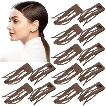 Picture of Chinco 24 Pieces Double Grip Hair Clips Metal Snap Hair Clips Women Hair Barrettes for Hair Making, Salon Supplies (Brown, 2.8 Inch)