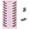 Picture of FANXITON Half Lashes Natural Look Wispy 10 Pairs Cat Eye Lashes 3D False Eyelashes Fluffy Soft 15 MM Short Faux Mink Lashes Sets Pack