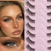 Picture of FANXITON Half Lashes Natural Look Wispy 10 Pairs Cat Eye Lashes 3D False Eyelashes Fluffy Soft 15 MM Short Faux Mink Lashes Sets Pack