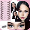 Picture of FANXITON Half Lashes Natural Look Wispy 10 Pairs Cat Eye Lashes 3D False Eyelashes Fluffy Soft 15 MM Short Faux Mink Lashes Sets Pack