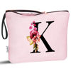 Picture of Vavabox A-Z Personalized Makeup Bag,Birthday Gifts for Women Mom,Gifts for Best Friend,Bride Bridesmaid Cosmetic bag (K, Pink)