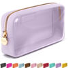 Picture of Embla Clear Cosmetic Bag Makeup Bag, Clear Zipper Pouch Cosmetics Bags Cute Womens Make Up Pouches, Clear Toiletry Travel Bag Tote, Preppy Purse Cosmetic Organizer Small Makeup Bags, Lilac Small