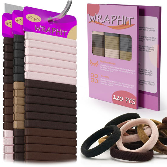 Picture of 120pc Hair Ties, Elastic Hair Bands for Thick, Curly, and Fine Hair, Soft & Durable, No Pulling, Perfect for Daily Use & Gift, Ideal for Women & Girls (Classic 5 Colors)
