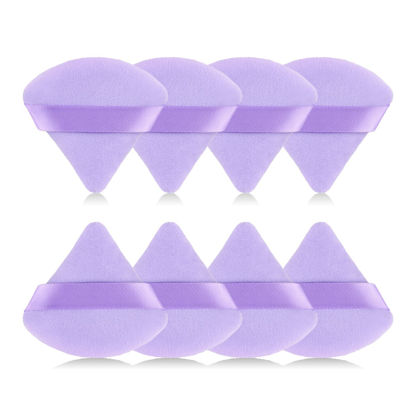 Picture of RAREIUS 8pcs Triangular Powder Puff Face Soft Velvet Makeup Puff for Loose Powder Body Powder Makeup Sponge for Contouring Wet Dry Foundation Blender Sponge Beauty Makeup Tool.(Purple)