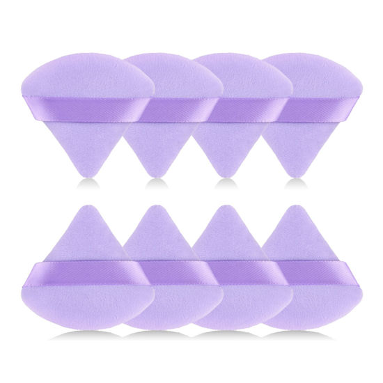 Picture of RAREIUS 8pcs Triangular Powder Puff Face Soft Velvet Makeup Puff for Loose Powder Body Powder Makeup Sponge for Contouring Wet Dry Foundation Blender Sponge Beauty Makeup Tool.(Purple)