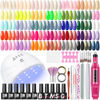 Picture of COSCELIA Gel Nail Polish Kit with U V light and Drill Starter Kit, 35 Colors Gel Polish Set Nude Pink Green All Seasons Gel 5pcs Top Base Coat Nail Art Supplies Gel Manicure Kit DIY Gifts for Women