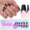 Picture of BTArtboxnails XCOATTIPS French Gel Nails - French Tip Press on Nails, Black Press on Nails, Soft Gel Coffin Nails Tips, Press on Nails Long, Soak Off Acrylic Fake Nails Valentines Day Gift Nail Art