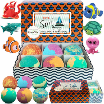 Picture of Kids Bath Bombs with Toys Inside - Organic, Gentle and Kid Safe, Gender Neutral, Bubble Bath Fizzies with Surprise Inside. Spa Bath Fizz Balls. Birthday, Christmas Gift for Kids, Boys, Girls, Toddlers