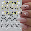 Picture of Heart Nail Art Stickers - Valentine's Day Nail Stickers White Black Heart Nail Decals 3D Valentine's Nail Supplies Love Gold-Stamped Lines French Adhesive Decal for Women Girl Nail Decoration 2Sheets