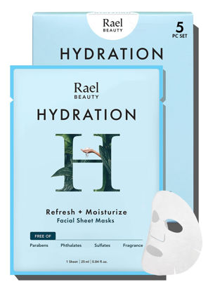 Picture of Rael Face Mask Skin Care, Hydrating Face Masks - Bamboo Facial Sheet Mask, Korean Skincare, Dewy Skin Care, Hydrating and Moisturizing, made with Fruit Extracts, All Skin Types (Hydration, 5 Sheets)